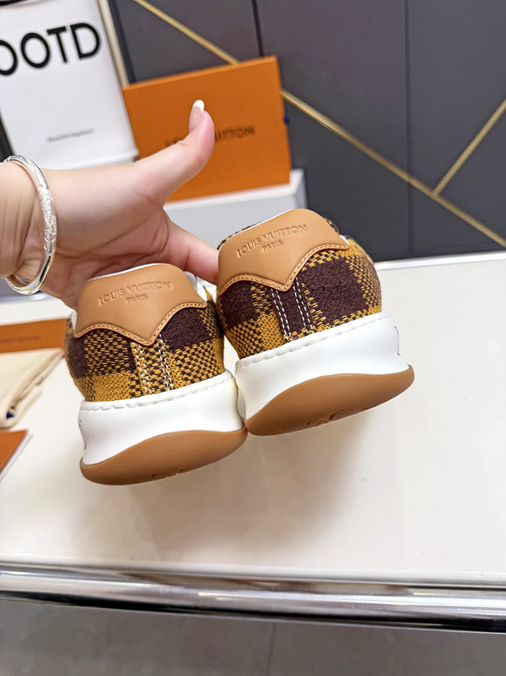 ルイヴィトン スニーカー ダミエ テキスタイル イエロー ブラウン shoes375 - 画像 (3)