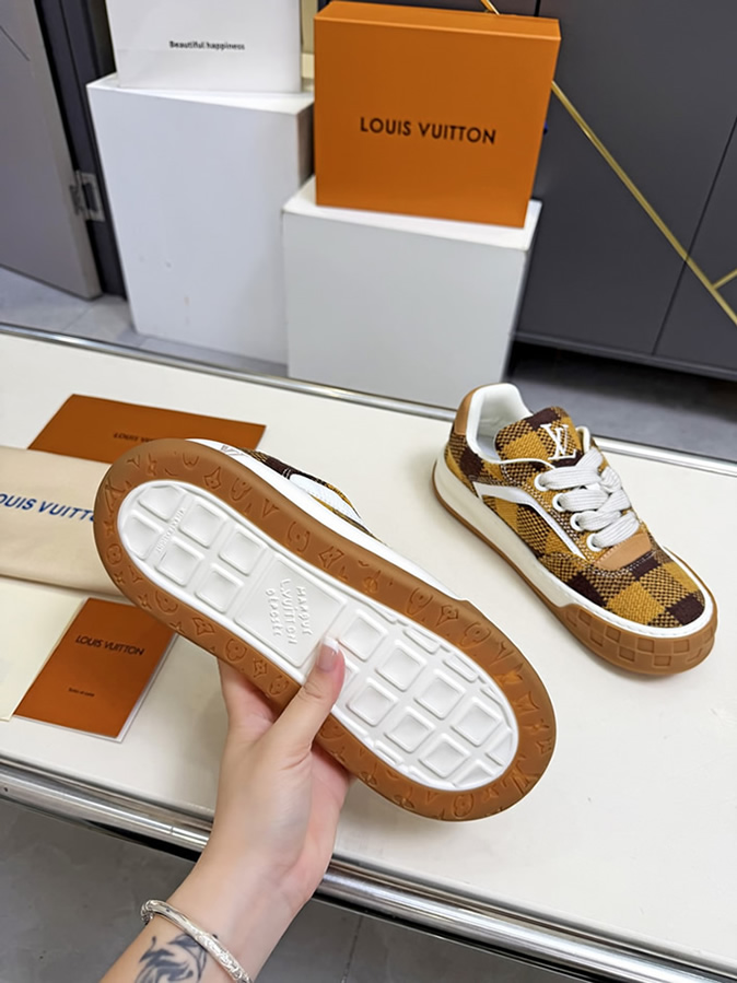 ルイヴィトン スニーカー ダミエ テキスタイル イエロー ブラウン shoes375 - 画像 (5)