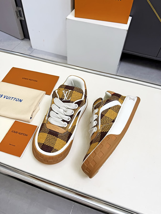 ルイヴィトン スニーカー ダミエ テキスタイル イエロー ブラウン shoes375 - 画像 (7)