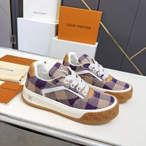 ルイヴィトン スニーカー ダミエ テキスタイル パープル ベージュ shoes376