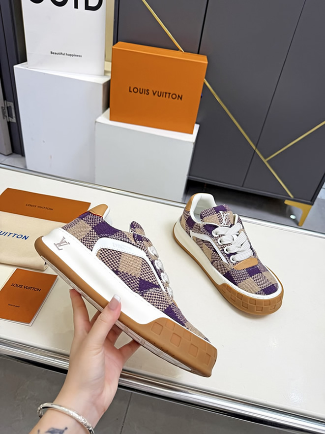 ルイヴィトン スニーカー ダミエ テキスタイル パープル ベージュ shoes376 - 画像 (3)