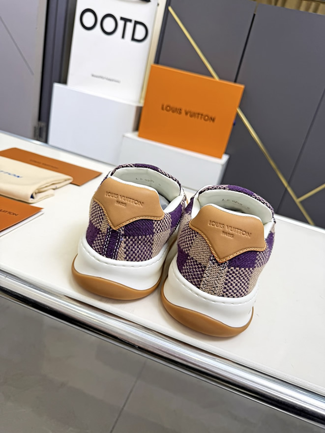 ルイヴィトン スニーカー ダミエ テキスタイル パープル ベージュ shoes376 - 画像 (4)