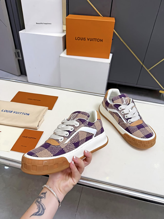ルイヴィトン スニーカー ダミエ テキスタイル パープル ベージュ shoes376 - 画像 (6)