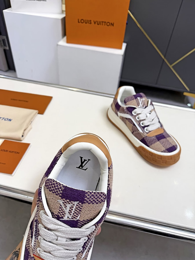 ルイヴィトン スニーカー ダミエ テキスタイル パープル ベージュ shoes376 - 画像 (7)