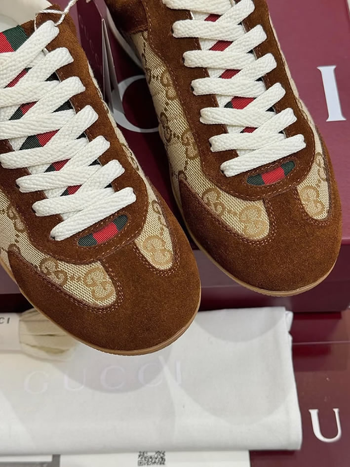 グッチ スニーカー GGキャンバス スエード ブラウン ベージュ shoes378 - 画像 (5)