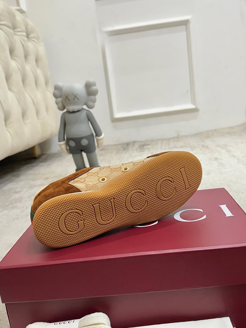 グッチ スニーカー GGキャンバス スエード ブラウン ベージュ shoes378 - 画像 (6)