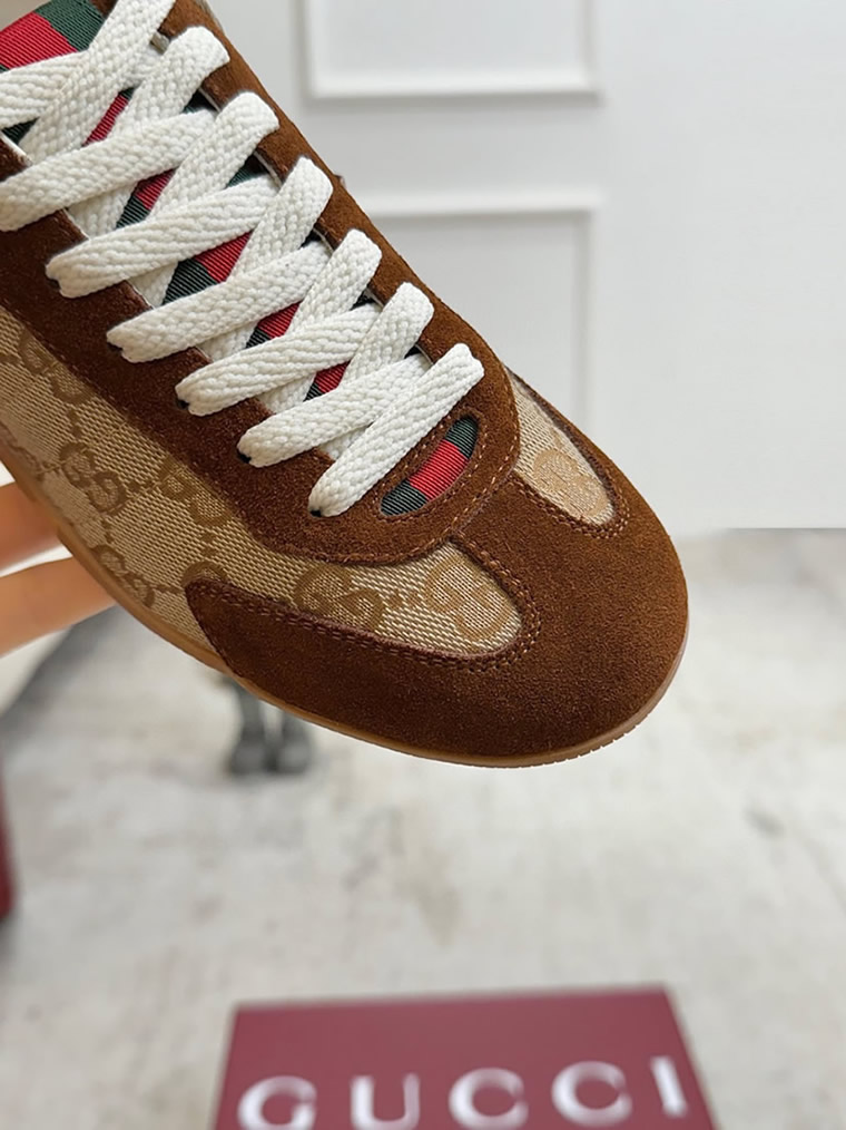 グッチ スニーカー GGキャンバス スエード ブラウン ベージュ shoes378 - 画像 (7)