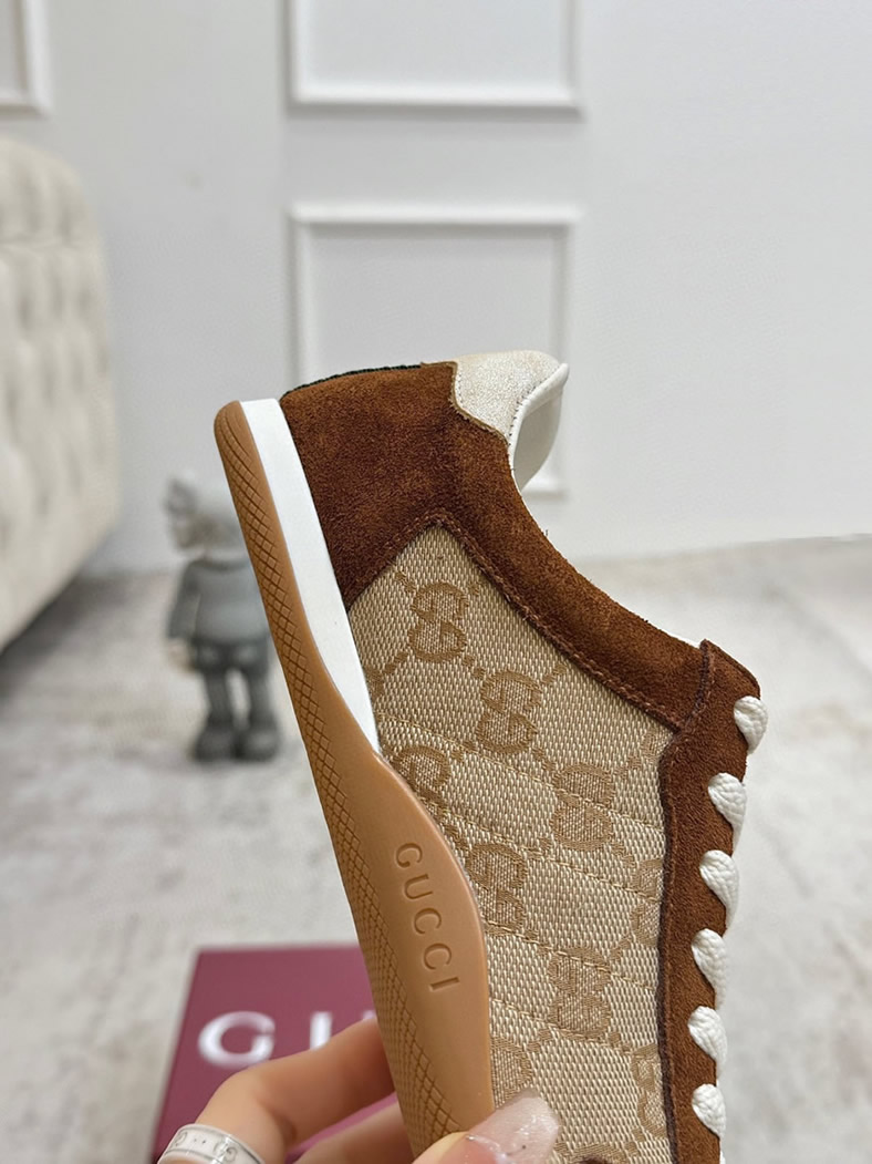 グッチ スニーカー GGキャンバス スエード ブラウン ベージュ shoes378 - 画像 (8)