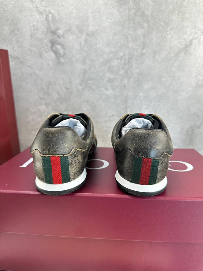 グッチ スニーカー ヴィンテージ加工 レザー ブラック シェリーライン shoes379 - 画像 (7)