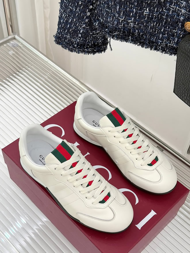 グッチ スニーカー スムースレザー ホワイト シェリーライン shoes380 - 画像 (4)