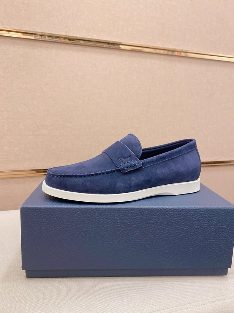 ディオール ローファー スエード モカシン ネイビー ホワイト shoes407