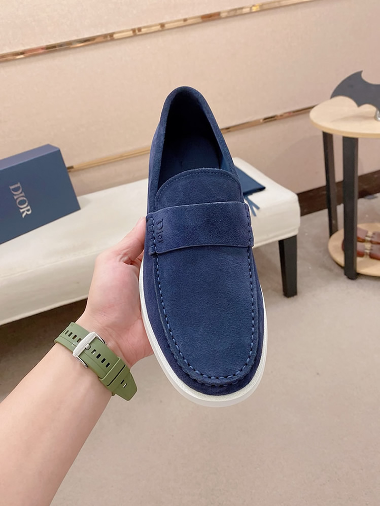 ディオール ローファー スエード モカシン ネイビー ホワイト shoes407 - 画像 (2)