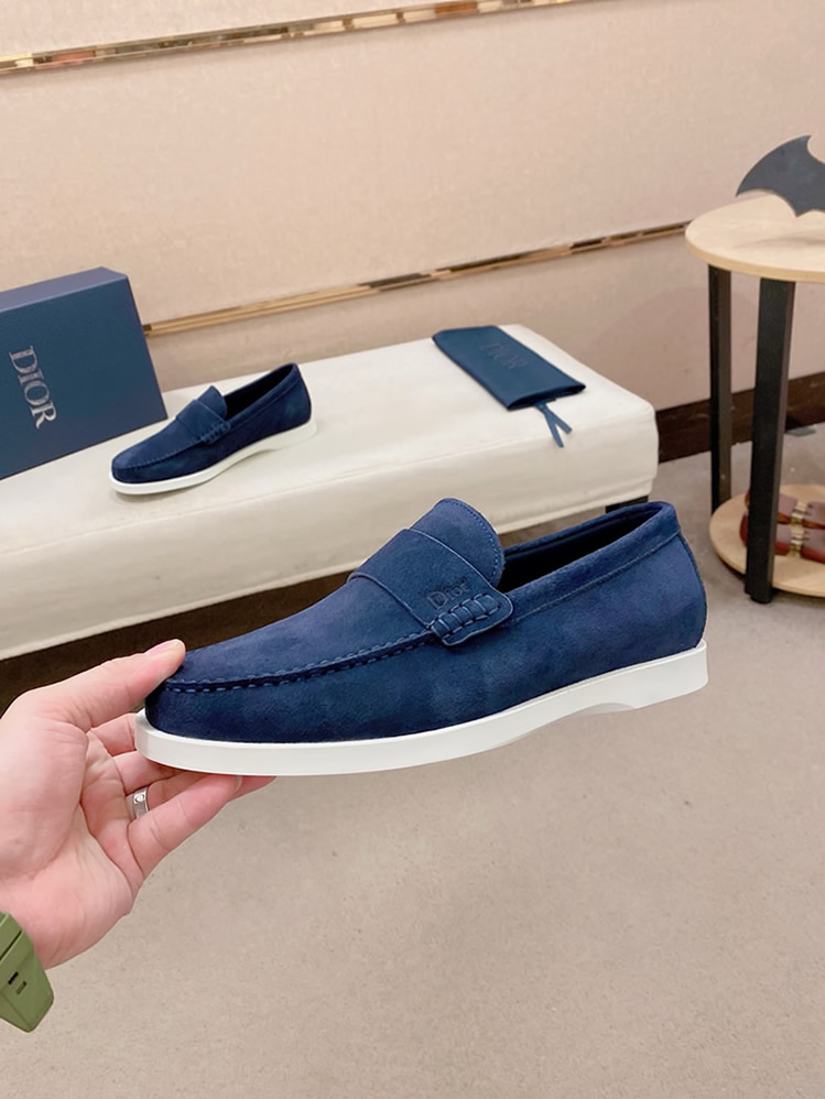 ディオール ローファー スエード モカシン ネイビー ホワイト shoes407 - 画像 (3)