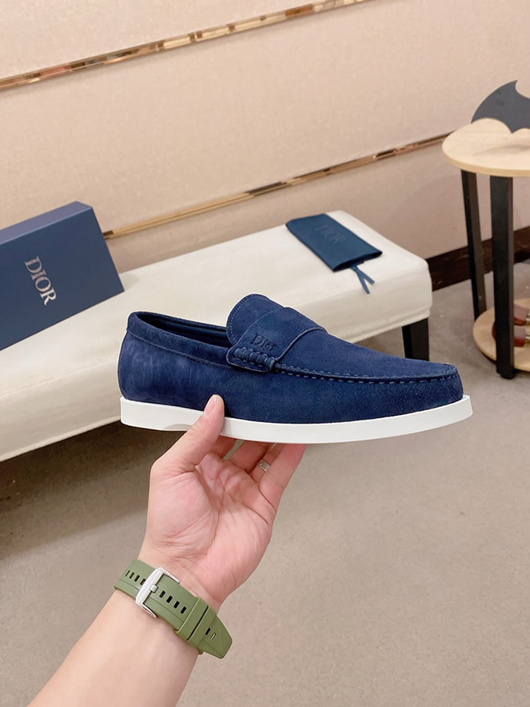 ディオール ローファー スエード モカシン ネイビー ホワイト shoes407 - 画像 (4)