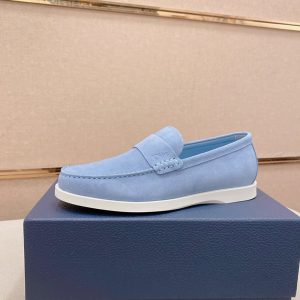 ディオール ローファー スエード モカシン ライトブルー ホワイト shoes408