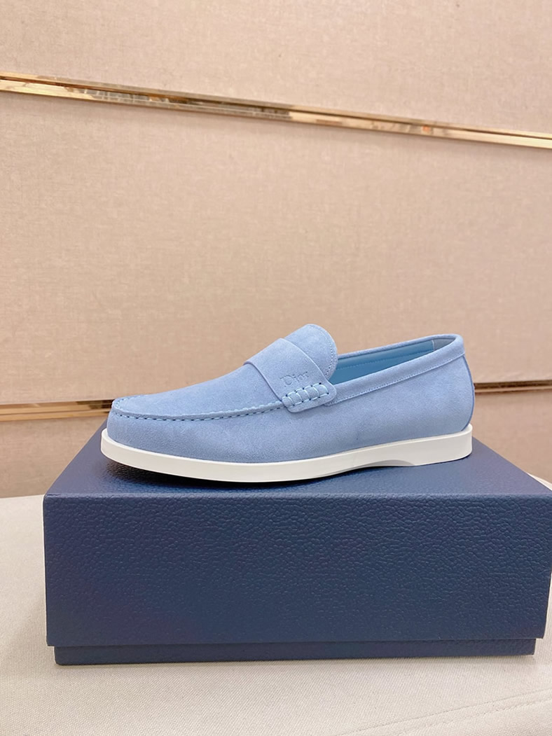 ディオール ローファー スエード モカシン グレー ホワイト shoes409