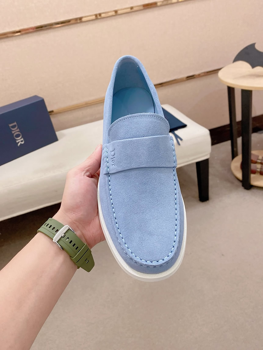 ディオール ローファー スエード モカシン グレー ホワイト shoes409 - 画像 (2)