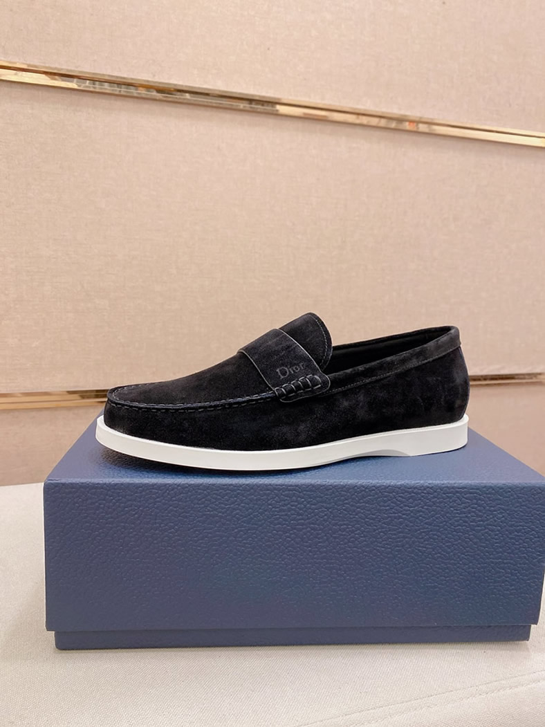 ディオール ローファー スエード モカシン ブラック ホワイト shoes410