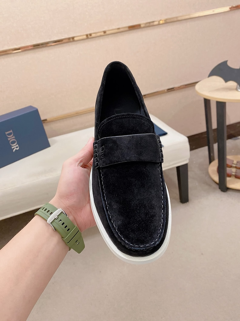 ディオール ローファー スエード モカシン ブラック ホワイト shoes410 - 画像 (2)