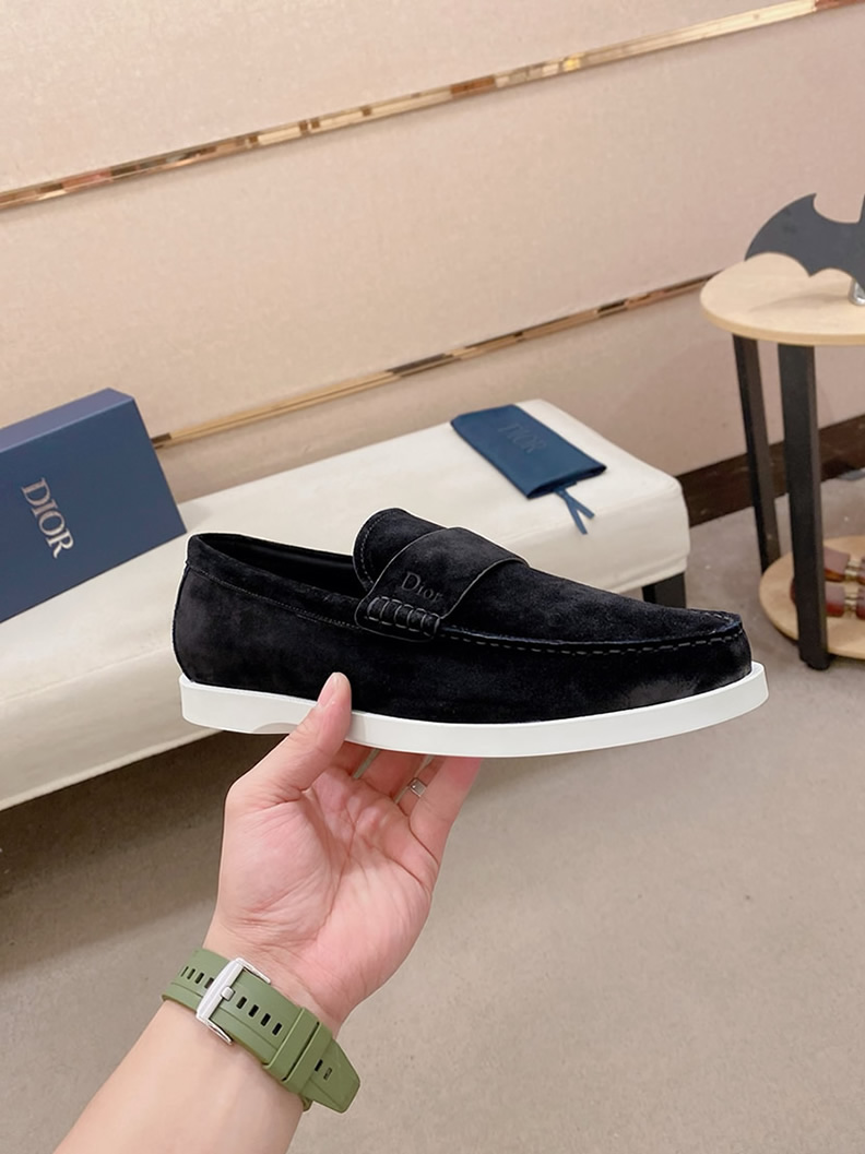ディオール ローファー スエード モカシン ブラック ホワイト shoes410 - 画像 (4)