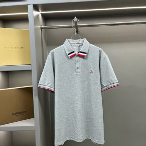 モンクレール ポロシャツ 半袖 鹿の子 グレー トリコロール FS332