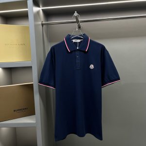 モンクレール ポロシャツ 半袖 鹿の子 ネイビー トリコロール FS337