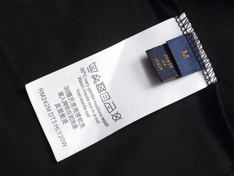 ルイ・ヴィトン Tシャツ ロゴ刺繍 クルーネック ブラック FS343 - 画像 (8)