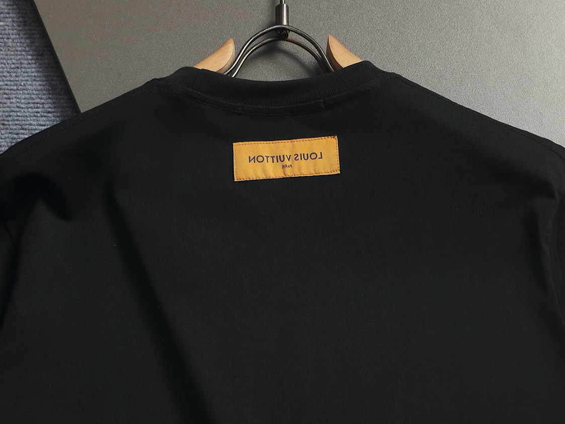 ルイ・ヴィトン Tシャツ ロゴ刺繍 クルーネック ブラック FS343 - 画像 (9)