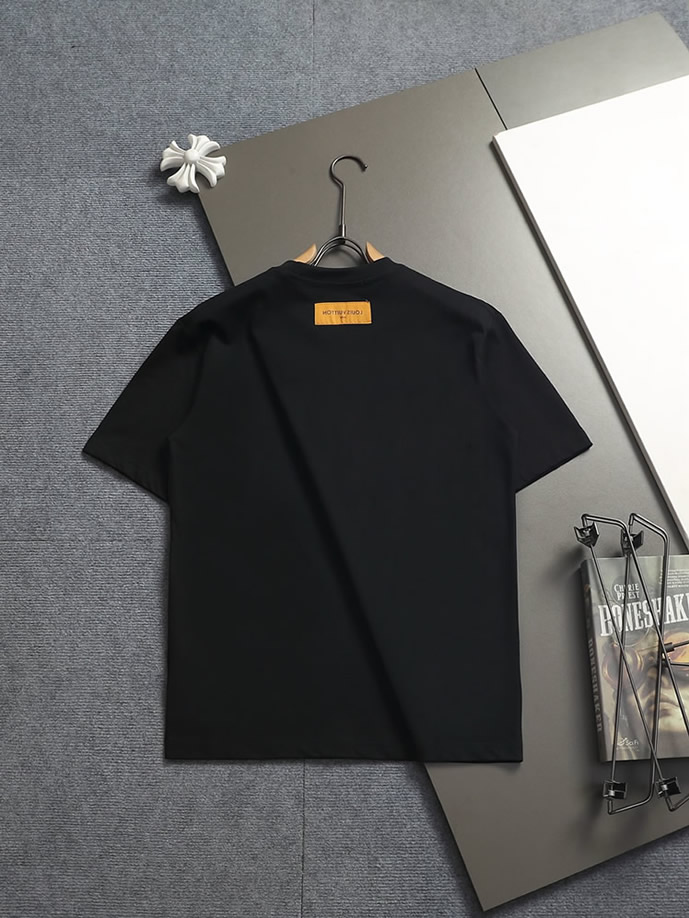 ルイ・ヴィトン Tシャツ ロゴ刺繍 クルーネック ブラック FS343 - 画像 (10)