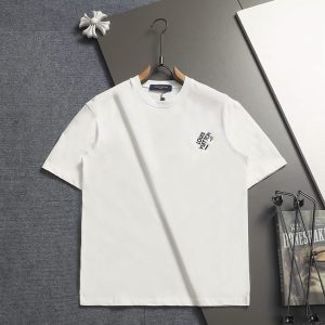 ルイ・ヴィトン Tシャツ ロゴ刺繍 クルーネック ホワイト FS344