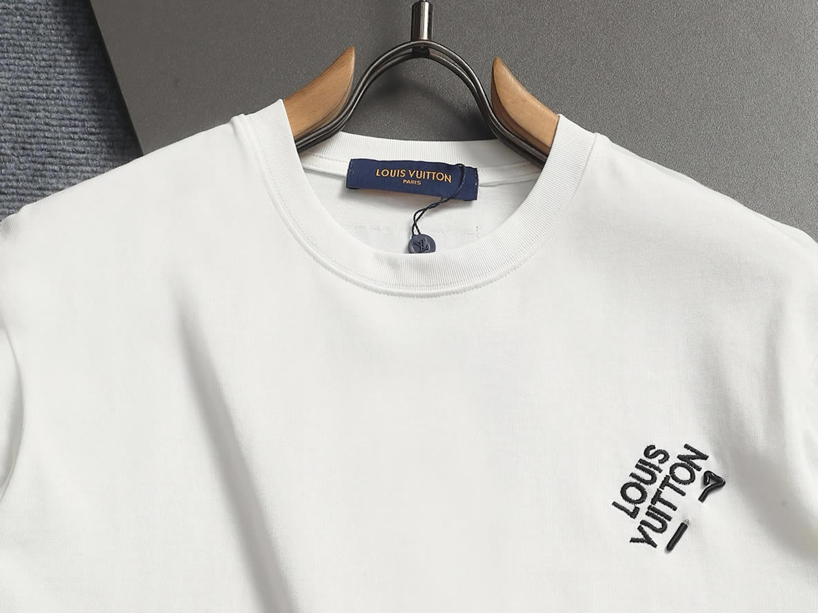 ルイ・ヴィトン Tシャツ ロゴ刺繍 クルーネック ホワイト FS344 - 画像 (2)