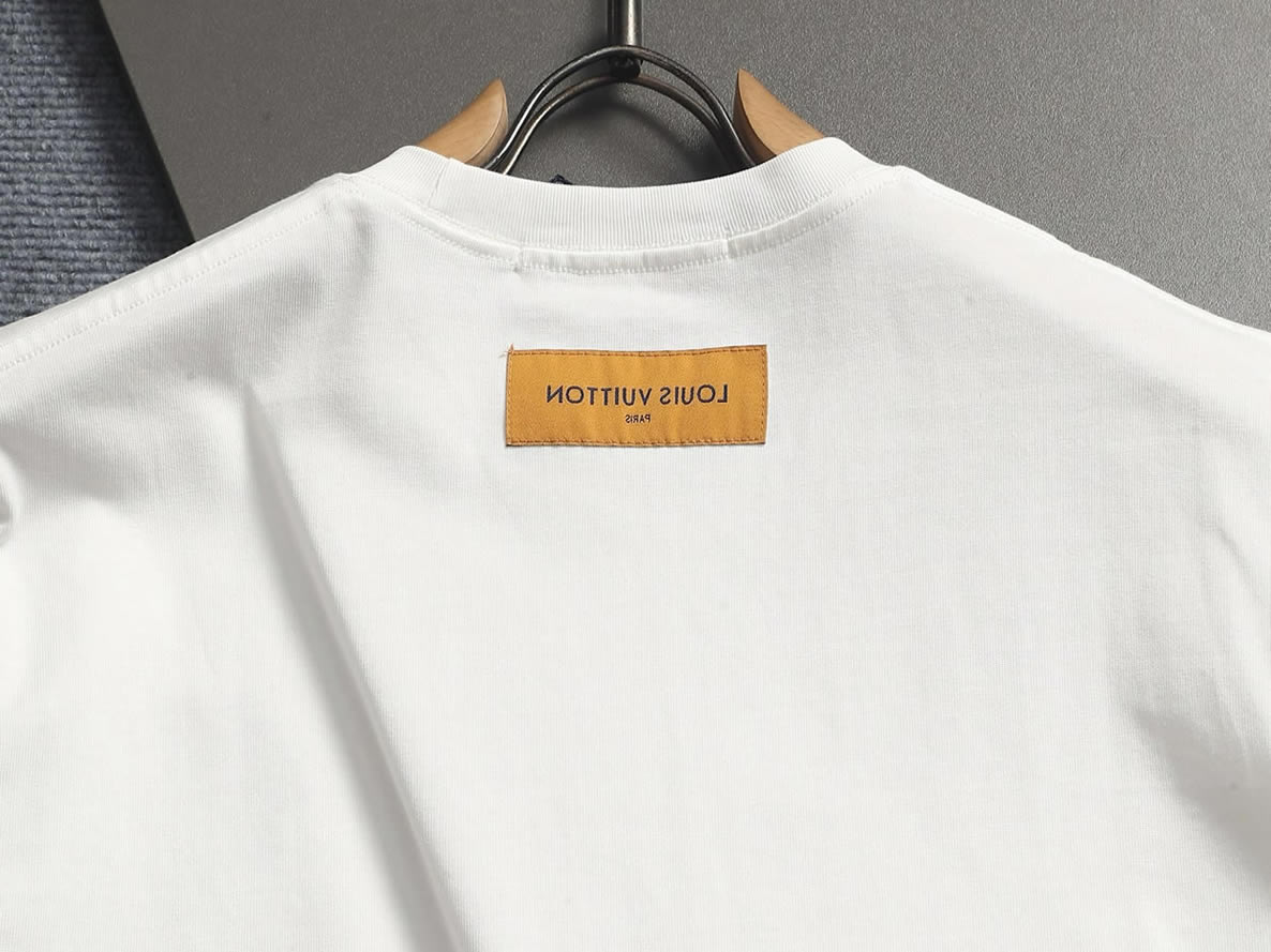 ルイ・ヴィトン Tシャツ ロゴ刺繍 クルーネック ホワイト FS344 - 画像 (9)