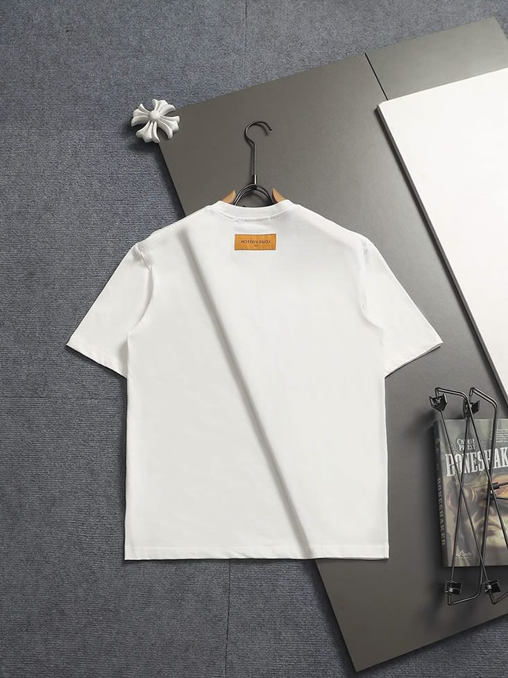 ルイ・ヴィトン Tシャツ ロゴ刺繍 クルーネック ホワイト FS344 - 画像 (10)