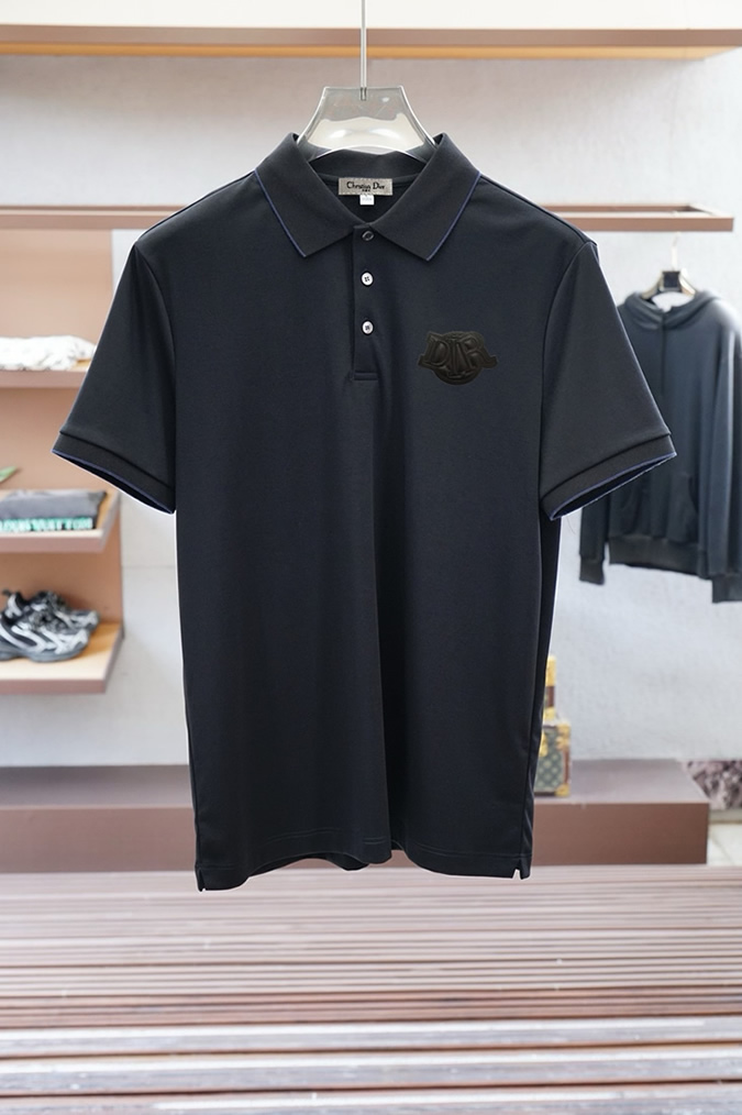 ディオール POLOシャツ レトロロゴ刺繍 ブラック FS349