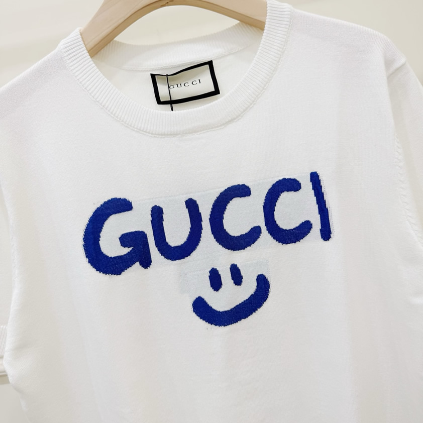 グッチ Tシャツ スマイル サマーニット ホワイト FS344 - 画像 (3)