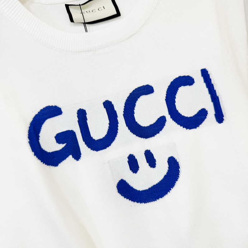 グッチ Tシャツ スマイル サマーニット ホワイト FS344 - 画像 (5)