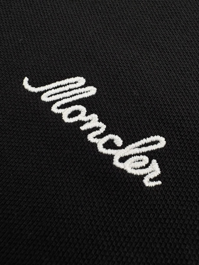 モンクレール POLOシャツ バイカラー ロゴ刺繍 ブラック FS347 - 画像 (5)