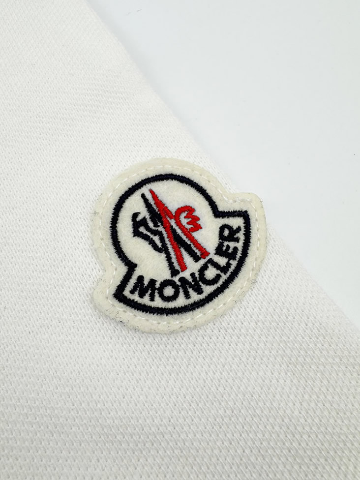 モンクレール POLOシャツ バイカラー ロゴ刺繍 ホワイト FS348 - 画像 (6)