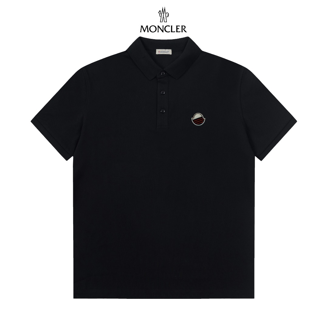 モンクレール POLOシャツ ストライプワッペン ブラック FS379