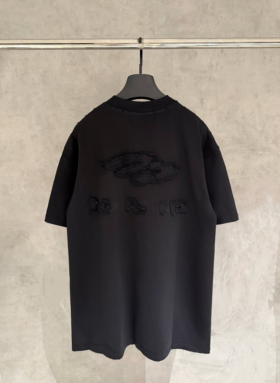 バレンシアガ Tシャツ デストロイ加工 ブラック FS384 - 画像 (2)