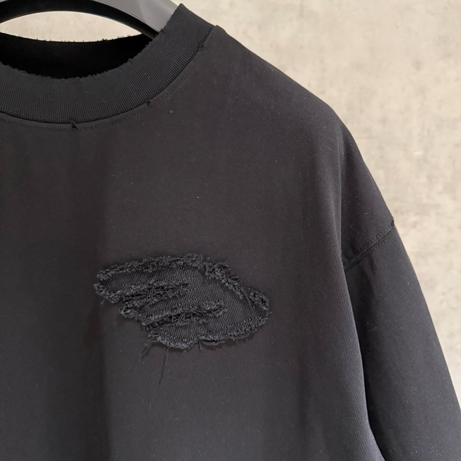 バレンシアガ Tシャツ デストロイ加工 ブラック FS384 - 画像 (6)