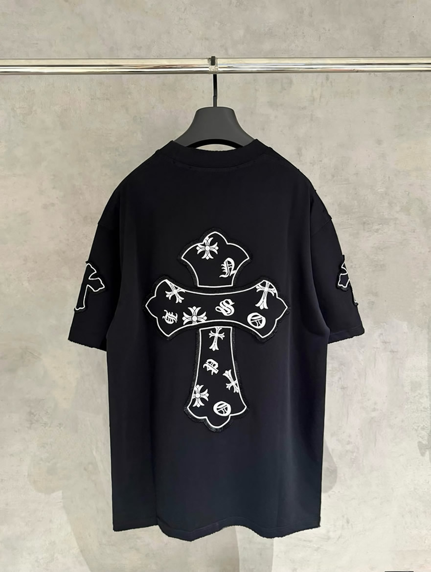 クロムハーツ Tシャツ デストロイ加工 ブラック FS386 - 画像 (2)