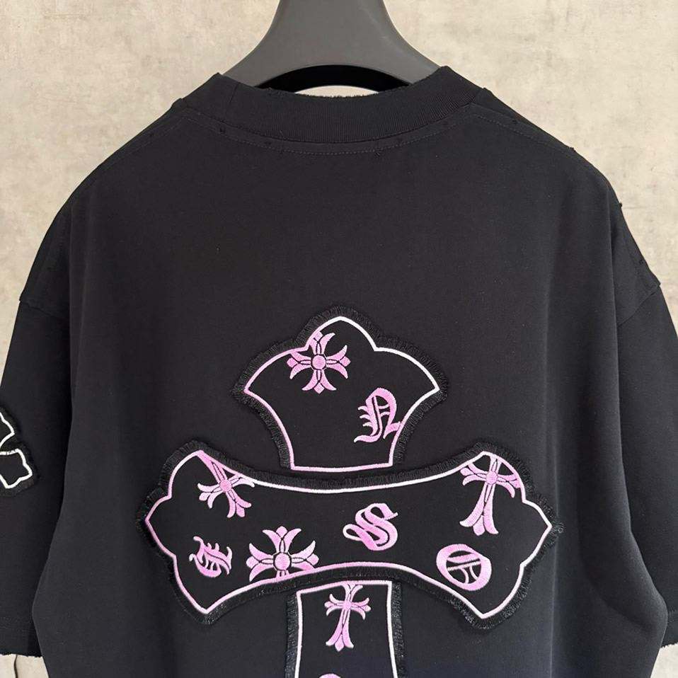 クロムハーツ Tシャツ デストロイ加工 ブラック FS386 - 画像 (7)