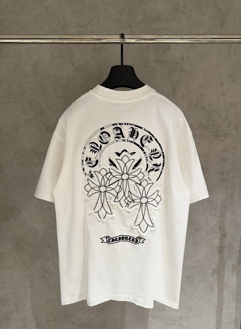 クロムハーツ Tシャツ デストロイ加工 ホワイト FS387 - 画像 (2)