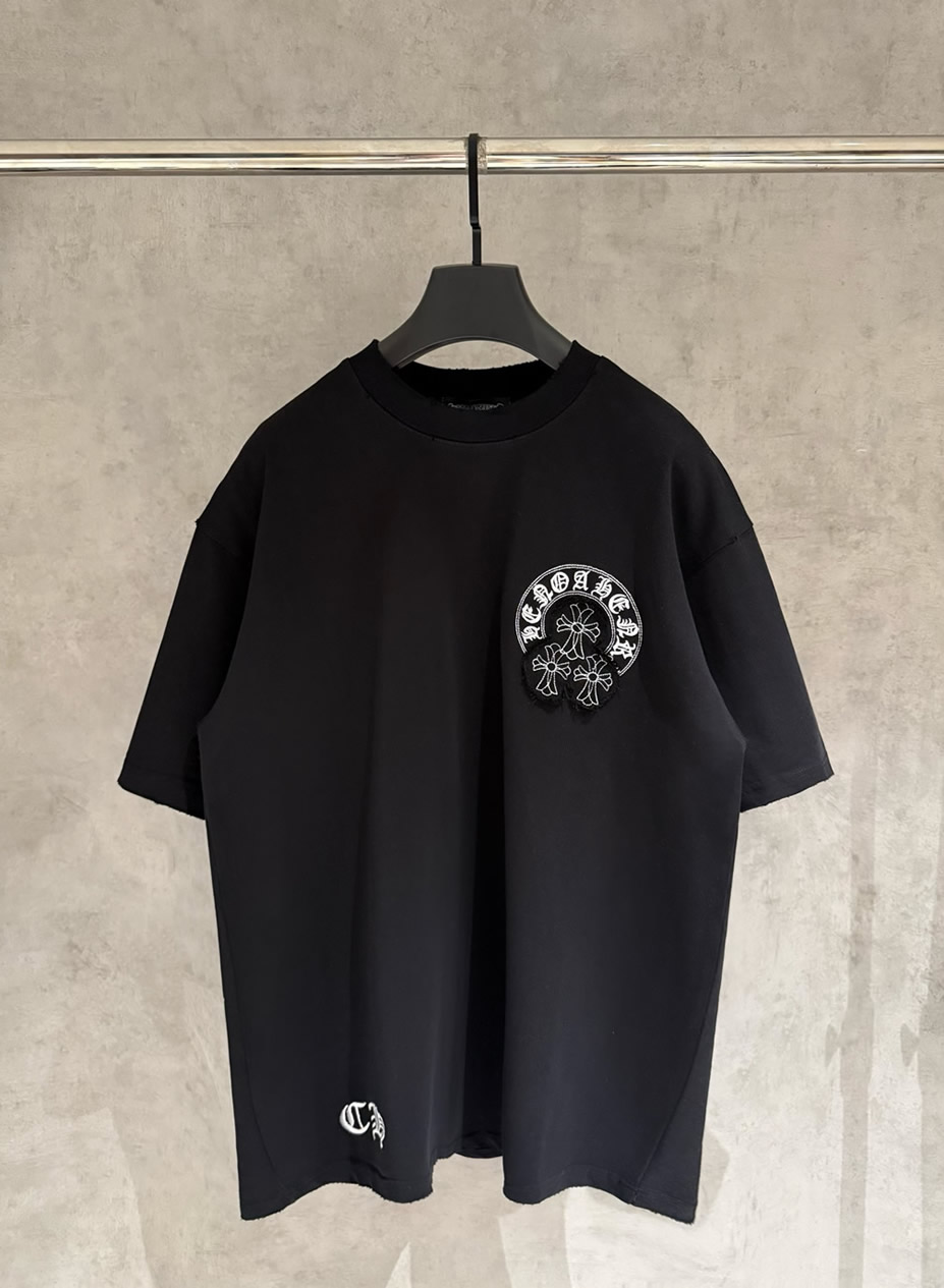 クロムハーツ Tシャツ デストロイ加工 ブラック FS388