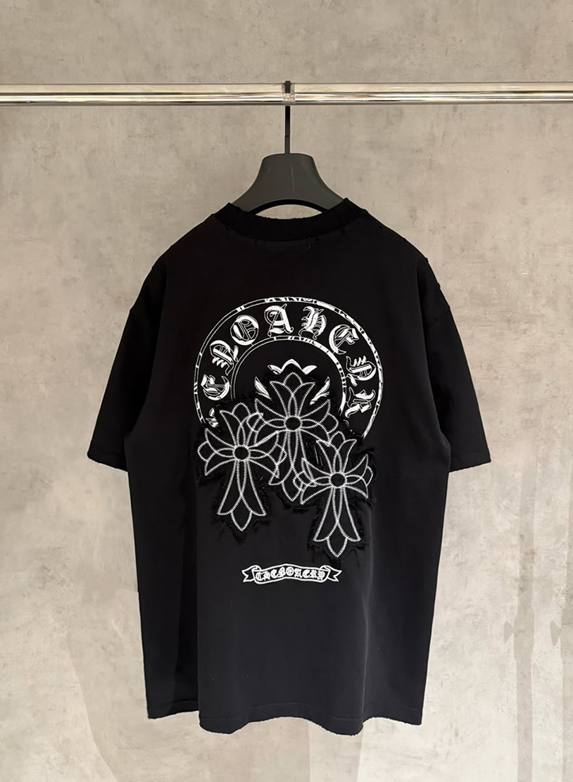 クロムハーツ Tシャツ デストロイ加工 ブラック FS388 - 画像 (2)