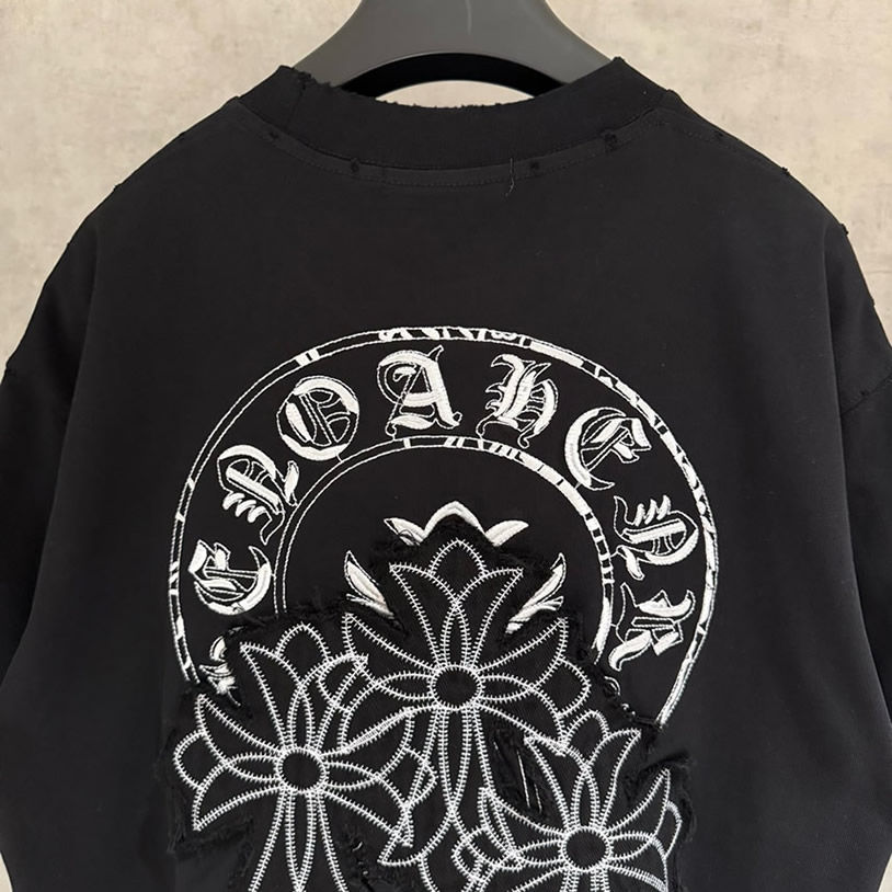 クロムハーツ Tシャツ デストロイ加工 ブラック FS388 - 画像 (4)