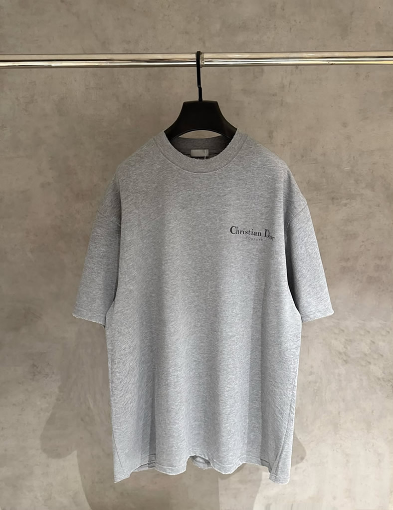 ディオール Tシャツ ロゴ刺繍 グレー FS390