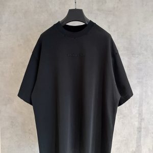 バレンシアガ Tシャツ ロゴ刺繍 ブラック FS393