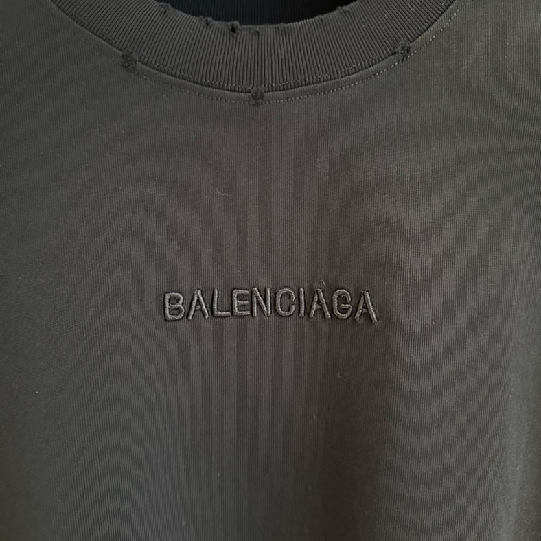 バレンシアガ Tシャツ ロゴ刺繍 ブラック FS393 - 画像 (6)